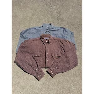 Vtg‎ North Crest Shirt Bundle Men Size LT Plaid Cotton Long Sleeve Button Down